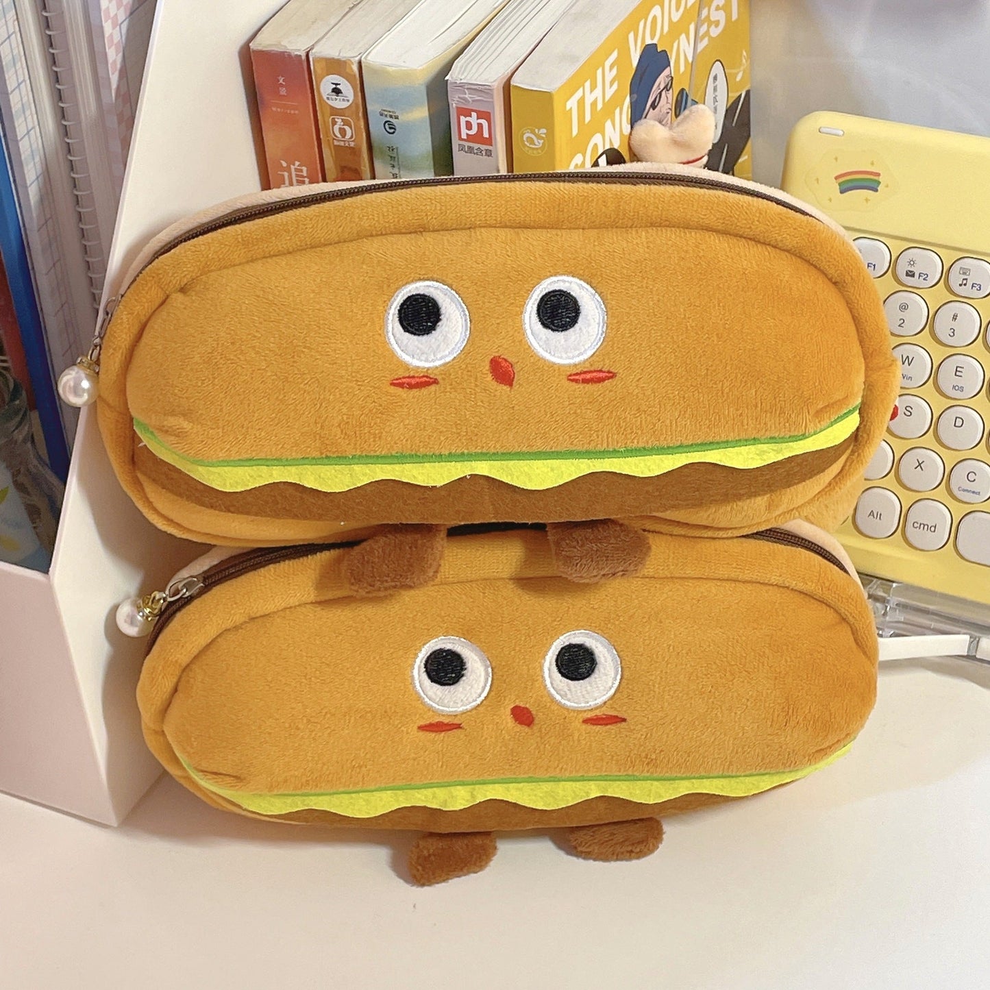 eybag Funny bread cute pencil case plush creative pencil bag School stationery bag Children pen case prizes gifts Student pencil cases