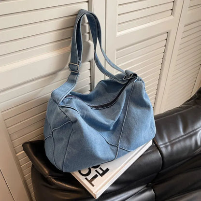 eybag Denim Crossbody Bag Female Literature And Art Large Capacity Student Leisure Canvas Bag Commuter Shoulder Bag