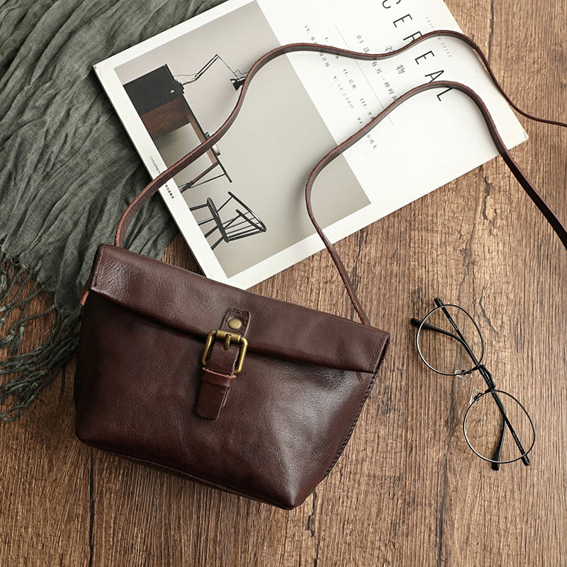 eybag Soft Genuine Leather Women Messenger Bag Female Real Leather Crossbody Shoulder Bags Small Handbag Retro Phone Bag for Girls