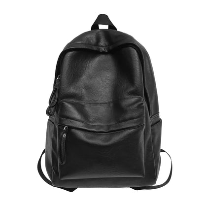 eybag Large Capacity PU Leather Backpacks For Women Solid Black School Bags For Girl Unisex Simple Korea Satchels Fashion Travel Bags