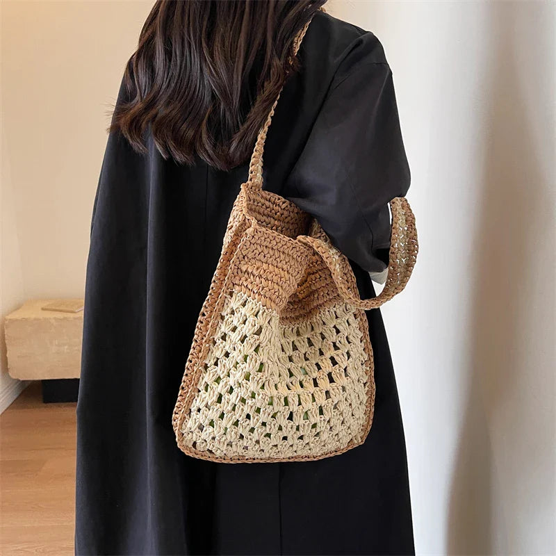 eybag Designer Straw Beach Shoulder Bags Women Handbags and Purses New Trendy Summer Travel Holiday Bags High Quality