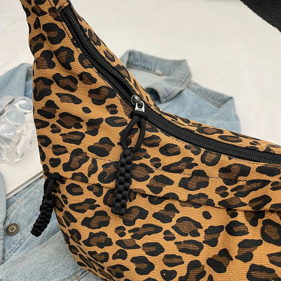 eybag Leopard Shoulder Bags For Women Fashion Cloth Messenger Bags Large Capacity Crossbody Packages Cute Canvas Female Hobos