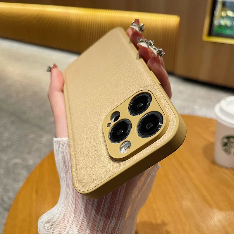 eybag Luxury Candy Color Leather Texture Phone Case For iPhone 15 14 13 12 11 Pro Max Soft Silicone Shockproof Back Cover