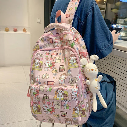 eybag Female Cartoon Print Book Bag Fashion Women Cute Leisure School Bag Girl Boy Graffiti Laptop Backpack Lady Travel College Trendy