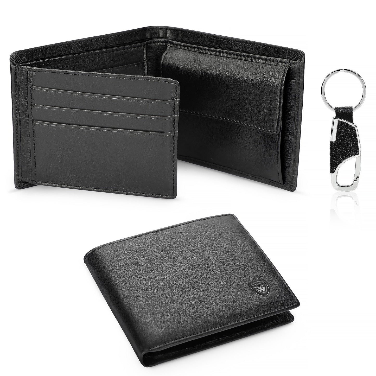 eybag Genuine Leather Wallet Men Classic Black Soft Purse Coin Pocket Credit Card Holder