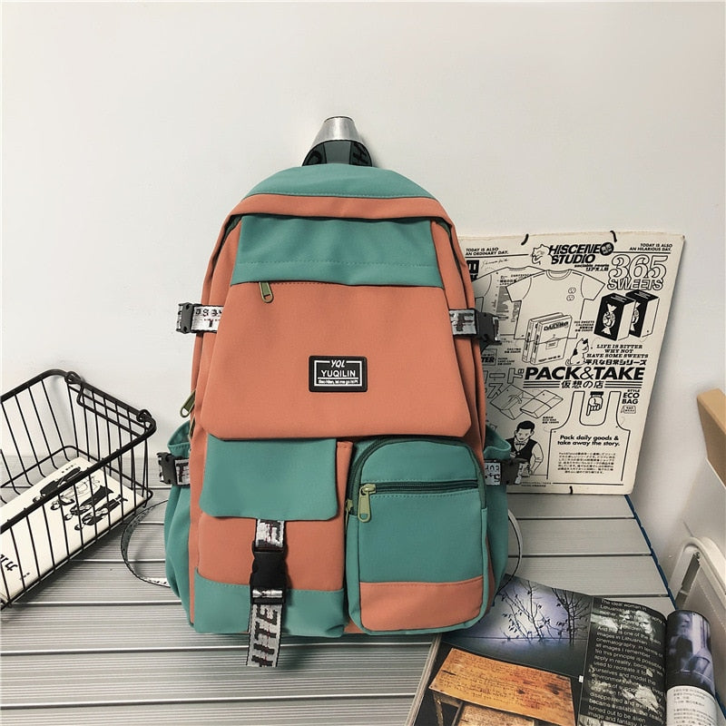 eybag Boys fashion large-capacity school bag new Korean nylon backpack girls computer travel leisure street university book backpack