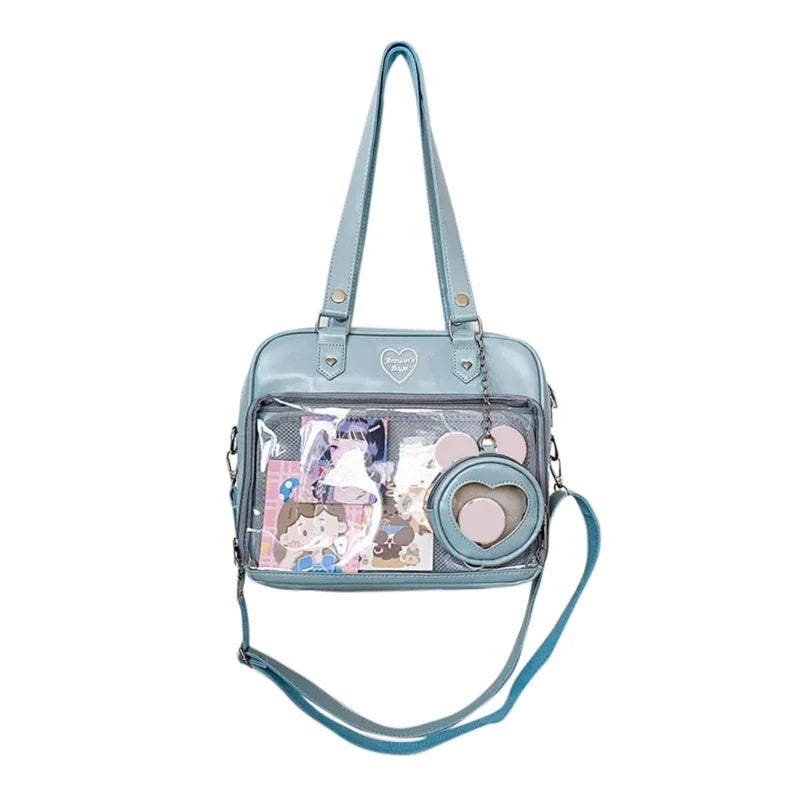 eybag Japanese Harajuku Itabag Girls PU Transparent Bag School Student Handbags Ita Bag Tote JK Uniform Shoulder Crossbody Bag