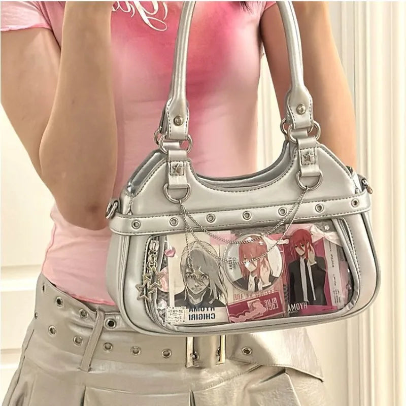 eybag Y2K Women Ita Bags Aesthetic Subculture JK Uniform Crossbody Shoulder Bag Harajuku Moto Style Punk Top Handle Bolso Mujer