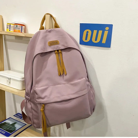 eybag Large-capacity Backpack Female Japanese Backpack Solid Color Junior High School Student Canvas Schoolbag Laptop Backpack