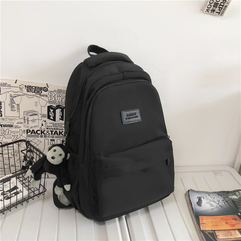 Women's Backpack Solid Color Female Multi-pocket Casual Man Travel Bag High Quality Schoolbag for Teenage Girl Book Knapsack