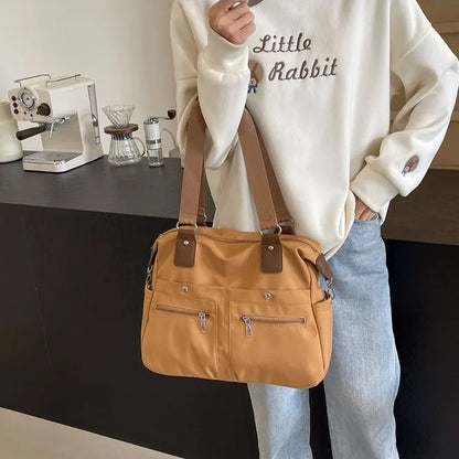 eybag Simple Design Women Canvas Shoulder Bag Ladies Large Capacity Multilayer Travel Handlebag Sports Shopping Casual Tote Bag bolsas