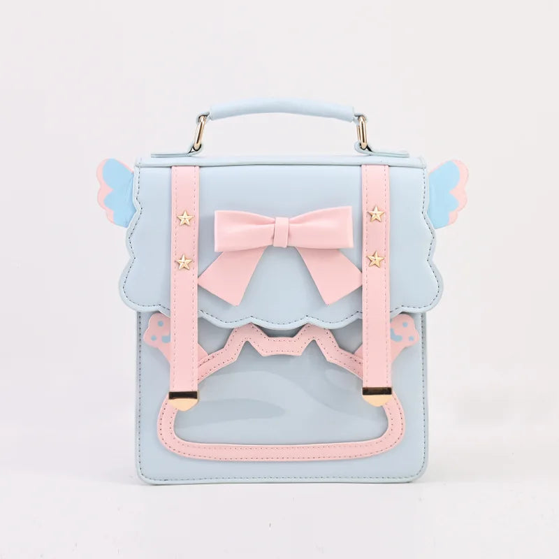 eybag Cute Sweet Shoulder Bag for Women Bow Contrast Color Lolita Jk Square Student Small Backpack Casual Leather New Backpack