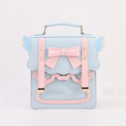 eybag Cute Sweet Shoulder Bag for Women Bow Contrast Color Lolita Jk Square Student Small Backpack Casual Leather New Backpack