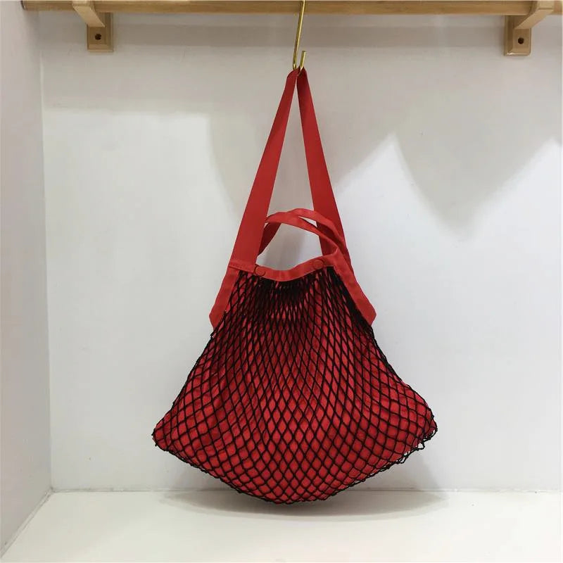 eybag Fashion Design Stitching Design Woven Net Bag for Women Handbag  Large Capacity Casual Ladies Shoulder Bag Big Totes