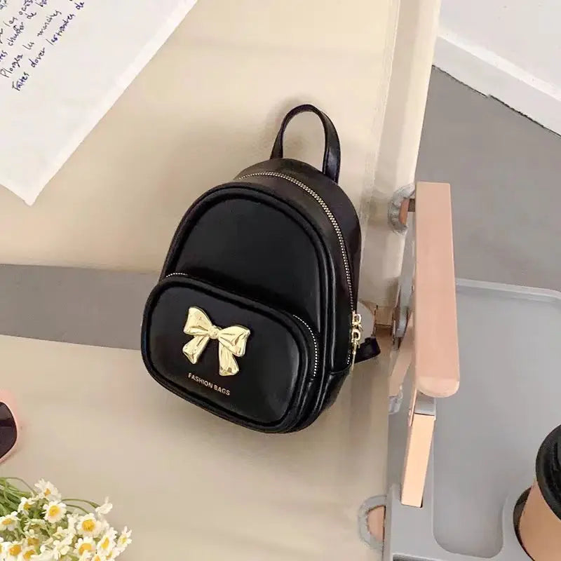 eybag Silver Leather Womens Backpack Summer Elegant Bow Casual Small Backpack Youth Female Fashion Aesthetic Korean Popular Bag