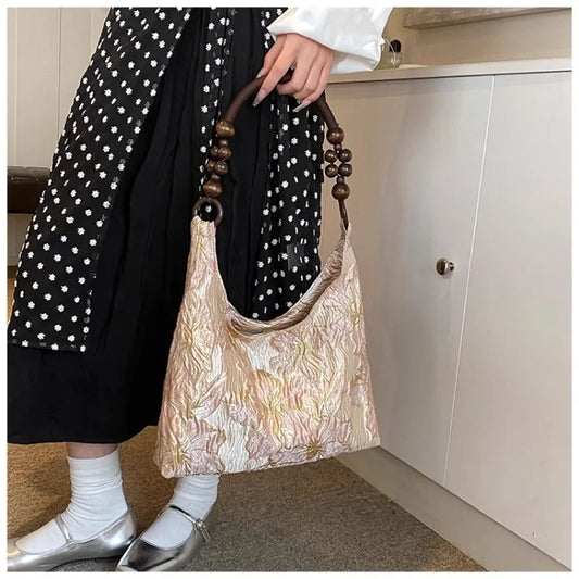 eybag Printed Satin Design Handbags and Purses Shouler Bags for Women New Vintage Ladies Shopping Bags Luxury High Qulaity