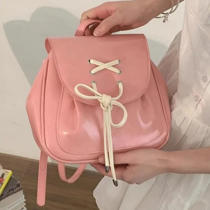 eybag Pink Backpacks for Women Korean Style 2024 New Fashion Small Leather Backpack Sweet Cute Casual Luxury Designer Female Bag