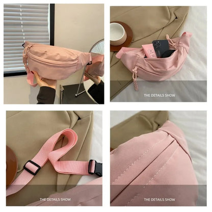 eybag 2024 Chest Bags for Women Sling Crossbody Waist Pack Canvas Running Waist Banana Bag Casual Fanny Packs Sport Half Moon Belt Bag