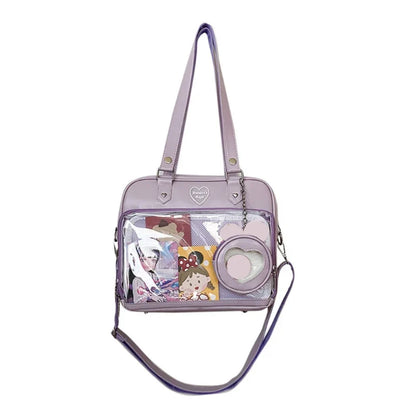 eybag Japanese Harajuku Itabag Girls PU Transparent Bag School Student Handbags Ita Bag Tote JK Uniform Shoulder Crossbody Bag