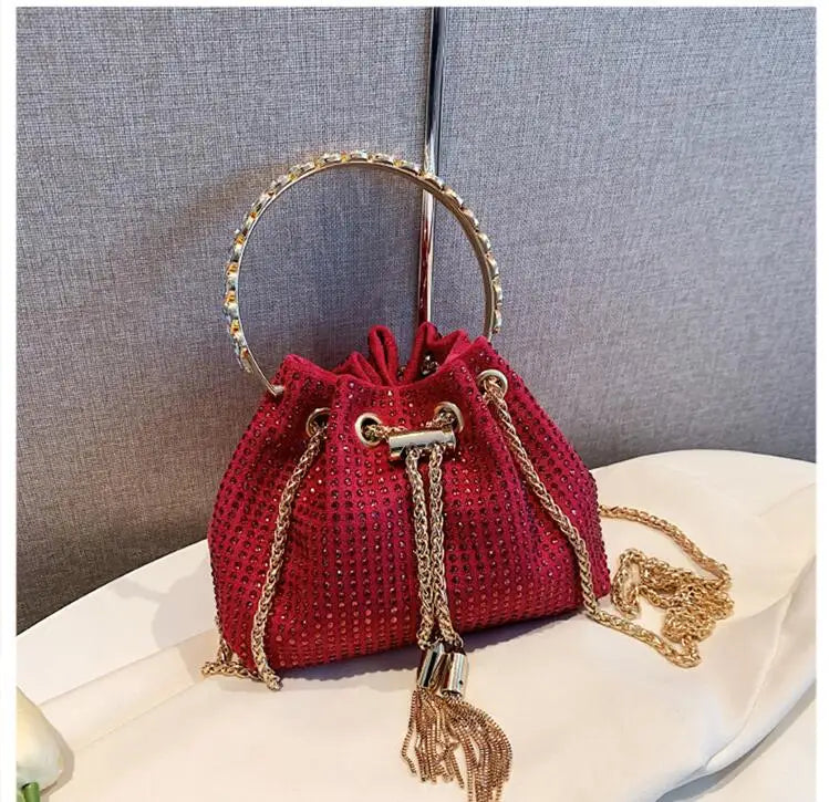 eybag Designer Chain Rhinestone Bucket Bags Totes Handbag Purses Women Shoulder Crossbody Bags New Evening Clutch Bag