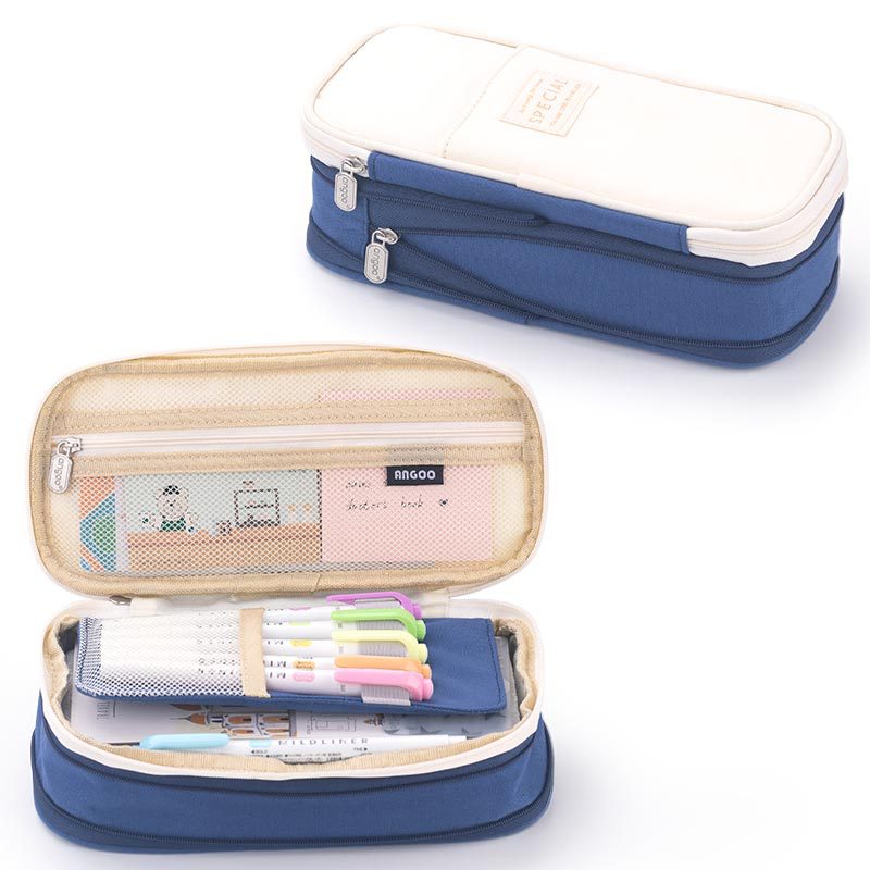 eybag Angoo Multifunctional Cosmetic Bag Macaroon Big Capacity Double-layer Canvas Pencil Case Travel Storage Pouch School Supplies