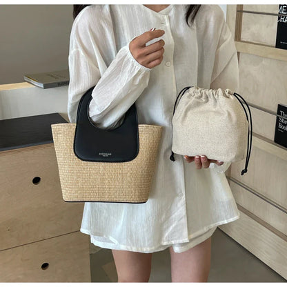 eybag Straw Tote Shoulder Crossbody Bags for Women Summer Beach Handbags and Purses 2024 New Trendy Design Ladies Messenger Bag