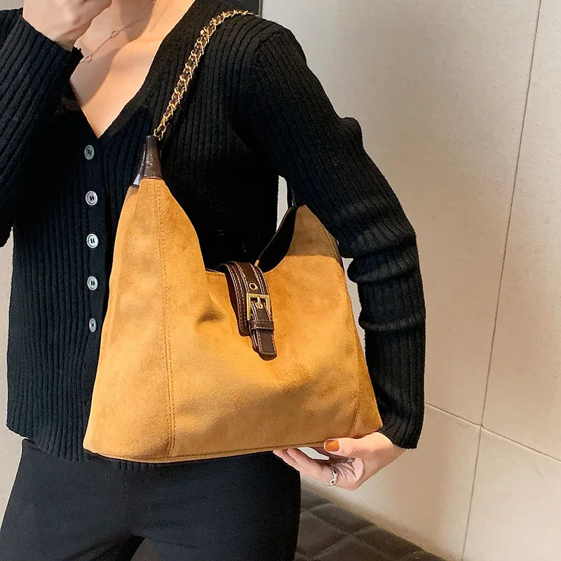 eybag Casual Women Shoulder Bag Faux Suede Tote Handbag Female Shopping Bags Soft Leather Lady Purse Bags High Capacity Totes