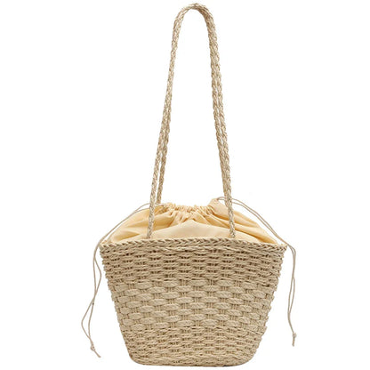 eybag Summer straw bag for women Large Capacity Woven Handmade Handbag Lady Tote Vacation Beach Bag Rattan Shoulder Bag Bucket bag