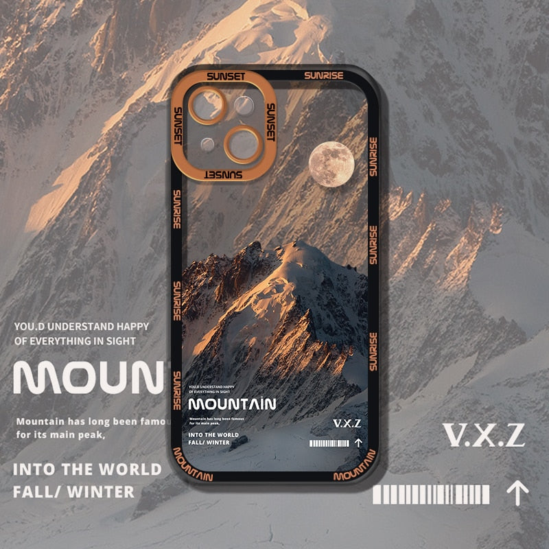 eybag Aesthetic Snow Mountain Transparent Phone Case For iPhone 13 12 11 Pro Max X XR XS Luxury Clear Soft Silicone Shockproof Cover