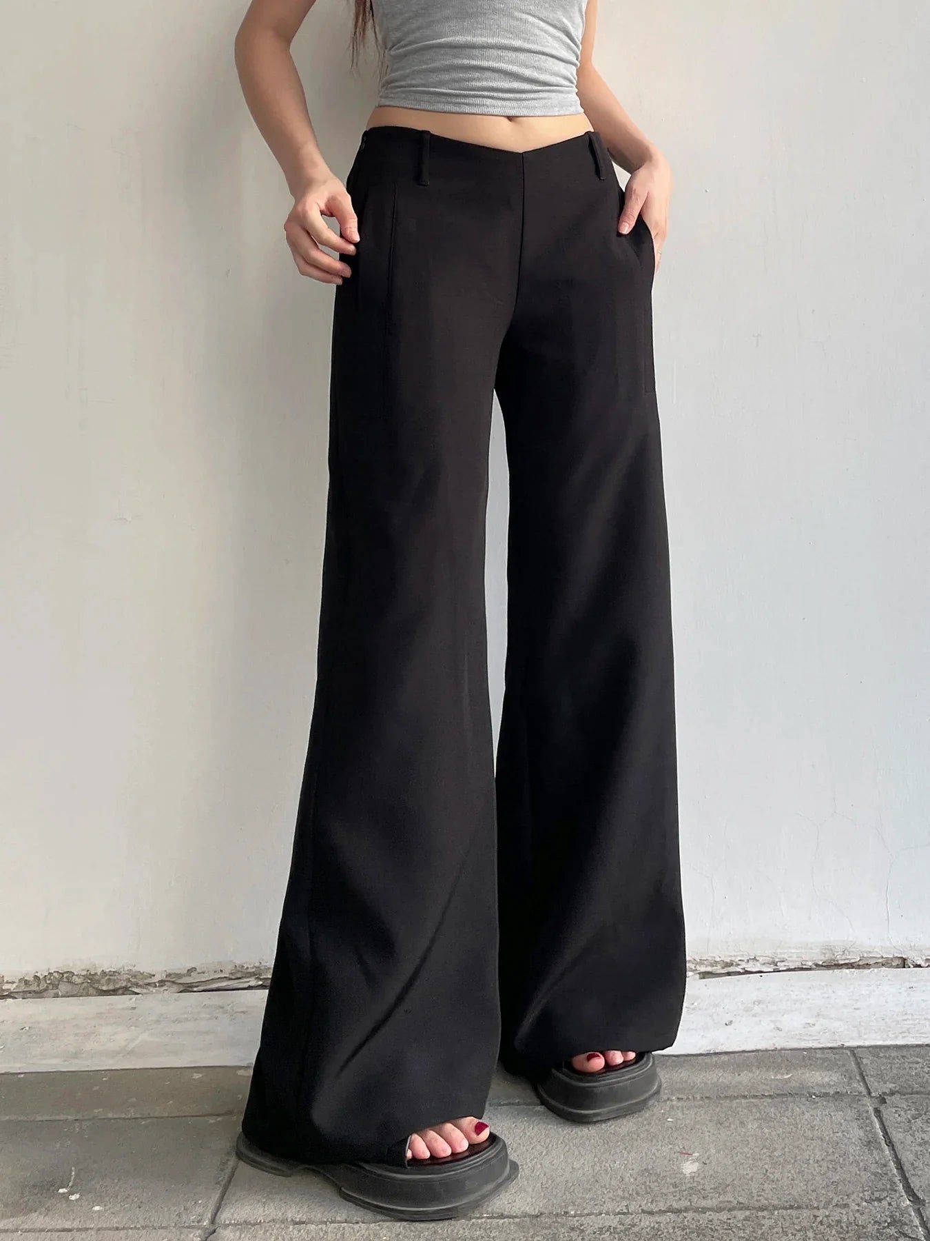 eybag V-waist Head Wide-leg Pants New Irregular Design Y2K Streetwear Loose Trousers Fashion Women Casual Pantalones Clothes