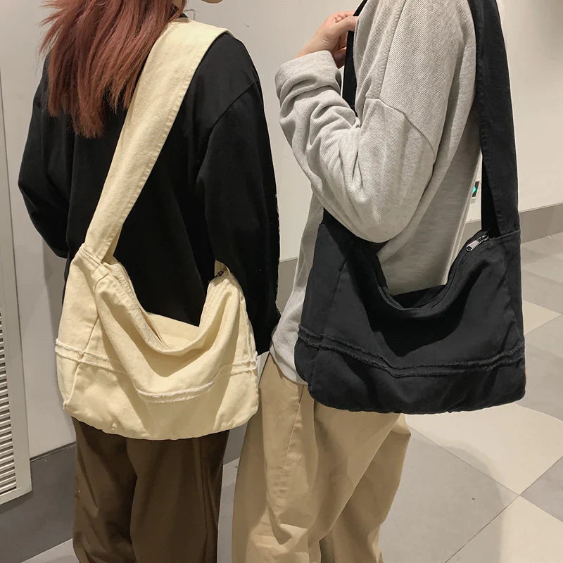 eybag Student's Solid Color Canvas Shoulder Bag Women Messenger Bags Casual School Bag Ladies Travel Shopping Bag Bolsos De Mujer Sac