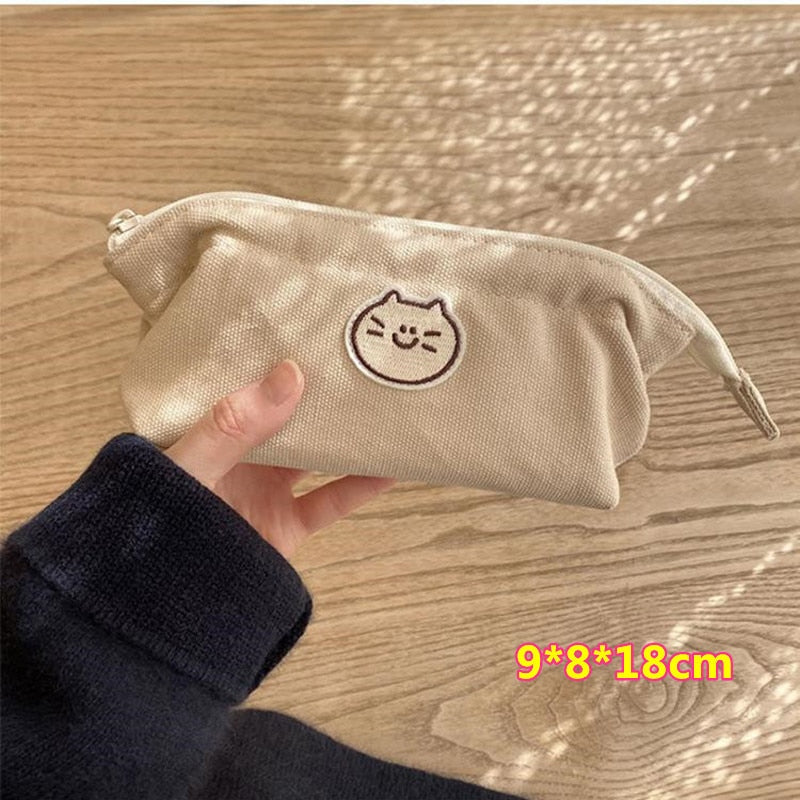 eybag Cute Canvas Cosmetic Storage Bag Wallets Women Makeup Organizer Lipstick Handbags School Stationery Bag Pencil Phone Cases Pouch