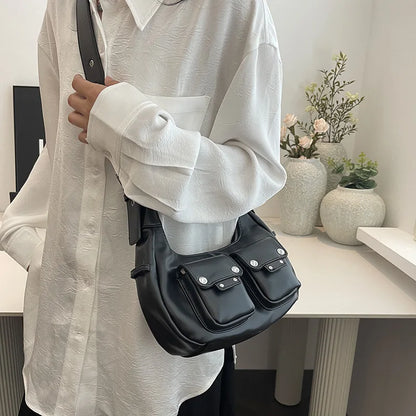 eybag Y2k Vintage Handbags Women Spring High Street Pu Leather Underarm Bags Ladies Pocket Design Fashion Female Shoulder Bag