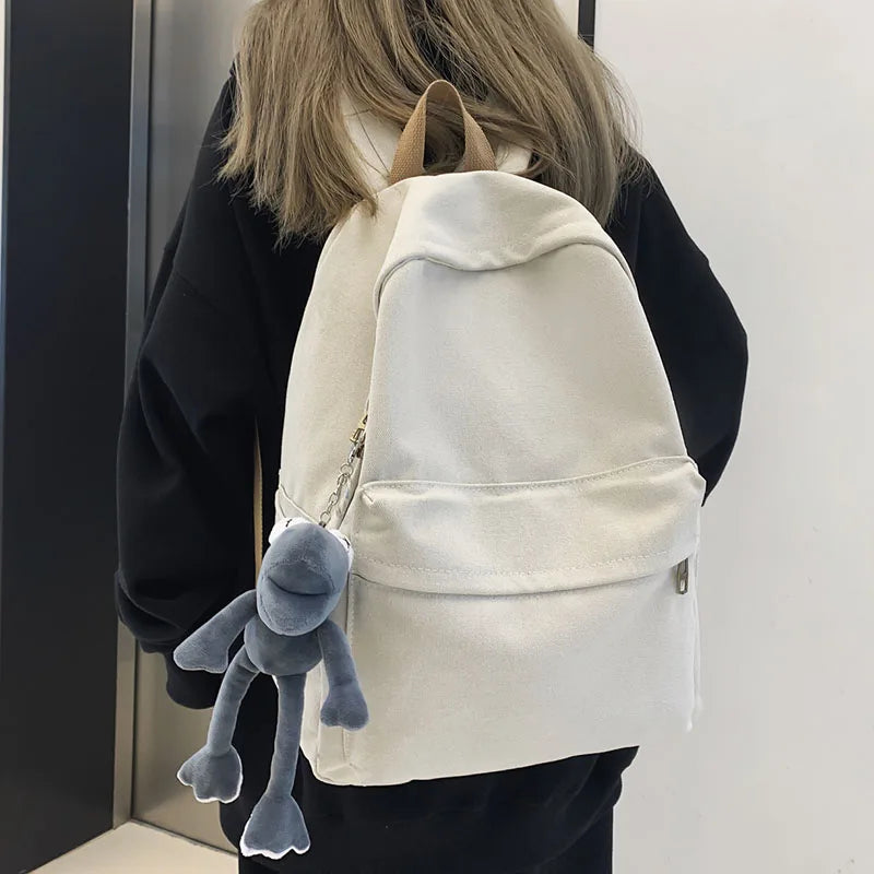 eybag Fashion Canvas Women Backpack Student School Bags For Teenage Girls Quality Solid Color Female Backpack Leisure Travel Bookbag