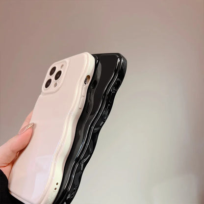 eybag Black White Wavy Border Phone Case for Iphone 15 14 13 12 11 Pro XS Max 14 15 Plus Solid Color Air Cushion Silicone Back Cover