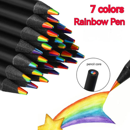 eybag Rainbow Color Pencils for Kids, Concentric Gradient Crayons, Art Painting, Drawing Stationery, 10 PCs/Set, 7 Colors, Kawaii