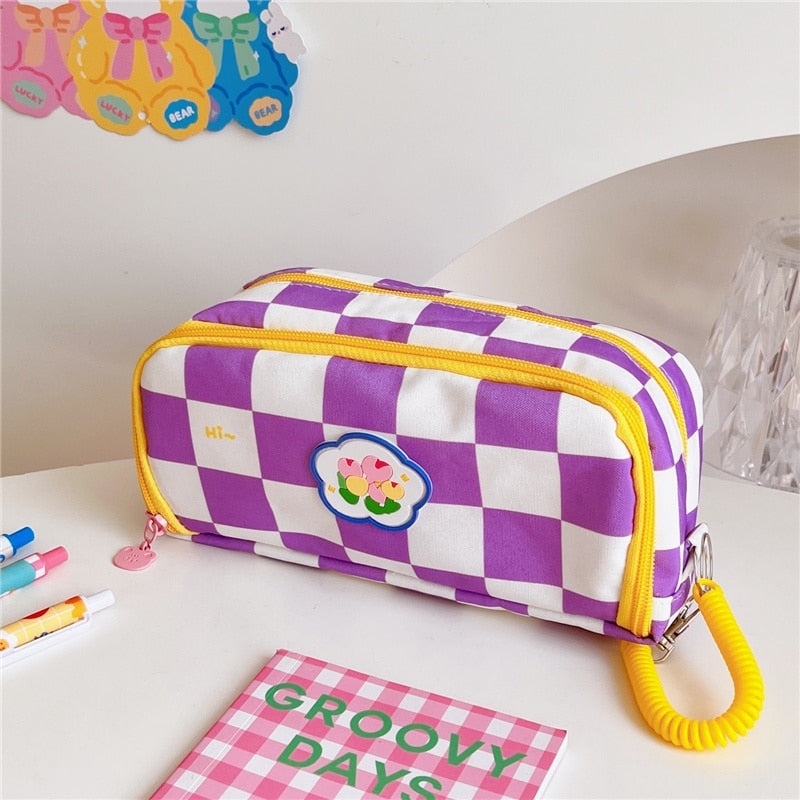 eybag Portable cartoon bear pencil case with pen insert animal cute pencil bag school student stationery storage bag canvas girl bags