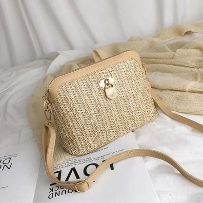 eybag Casual Chains Straw Bucket Bags Women Summer Messenger Bag Rattan Bags Beach Lady Travel Purses and Handbags Shoulder Bag 30.16