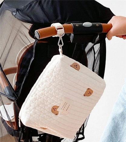 eybag Korea Style Newborn Baby Care Diaper Bag Mummy Shoulder Bag Embroidery Quilted Stroller Diaper Storage Organizer Large Handbags