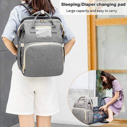 eybag USB Folding Crib Baby Travel Bed Diaper Bag Multi-Function Large Capacity Baby Backpack Diaper Bag Baby Stroller Organizer Bag