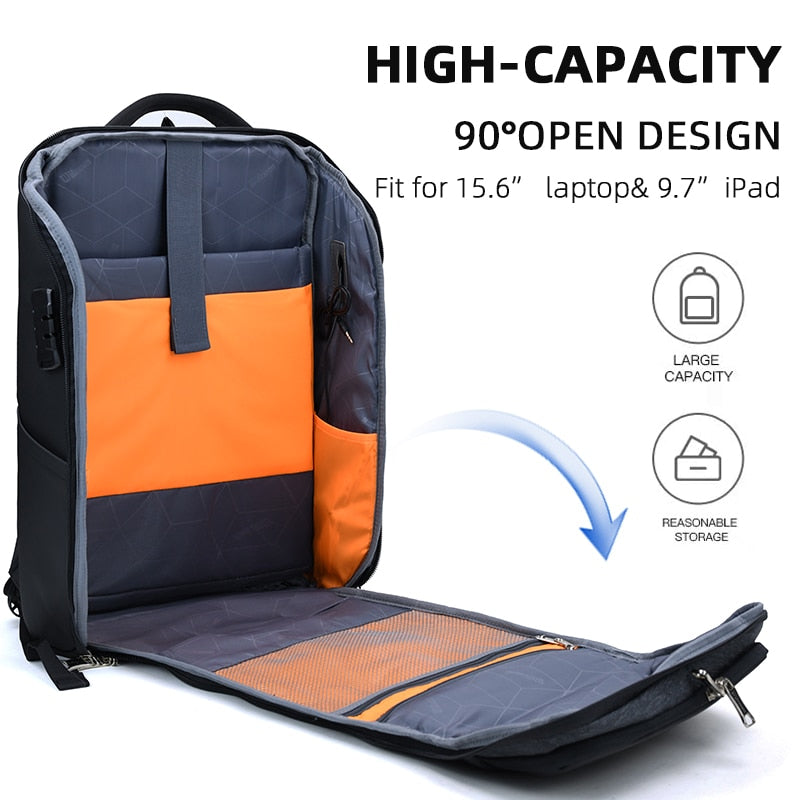 eybag Anti-thief Fashion Men Backpack Multifunctional Waterproof 15.6 Inch Laptop Bag Man USB Charging Travel Backpacks Male Mochila