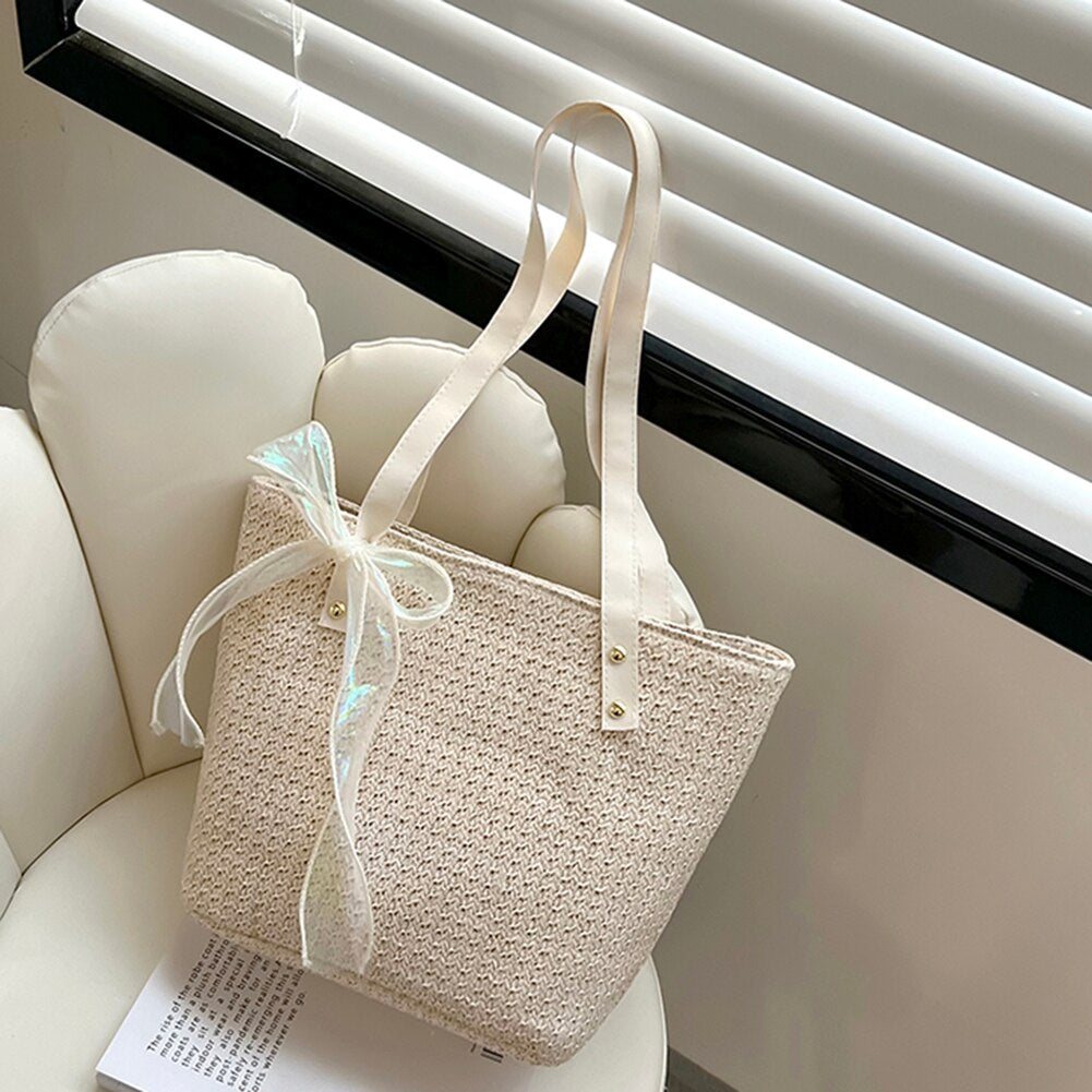 eybag Casual Handmade Straw Handbags Fashion Woven Women Shoulder Bags Summer Holiday Beach Large Capacity Totes Ladies Top-handle Bag