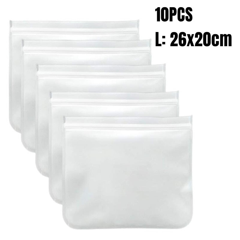 eybag 10PCS Kitchen Sillicone Storage Bags Reusable Leakproof Containers Smell Proof Ziplock Bag Fresh Wrap Kitchen Hacks Organization