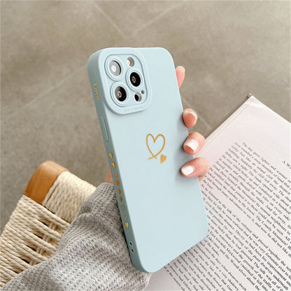 eybag Candy Color Silicone Phone Case For iPhone 14 Pro Max 11 12 13 Pro X XR XS Max 7 8 Plus Cute Love Heart Frame Soft Cover