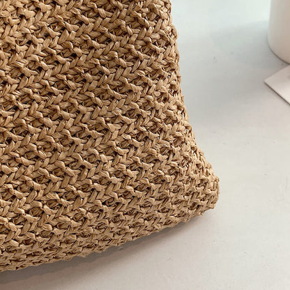 eybag Casual Large Capacity Woven Straw Handbags Summer Handmade Rattan Women Shoulder Bags Beach Vacation Female Shopping Bags Totes