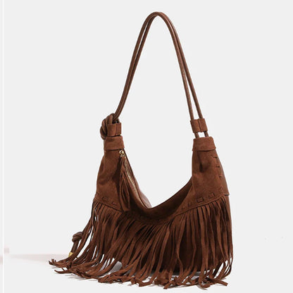 eybag Bohemian Style Women Bag New Frosted Tassel Underarm Bag Large Capacity Shoulder Bag Crossbody Bag