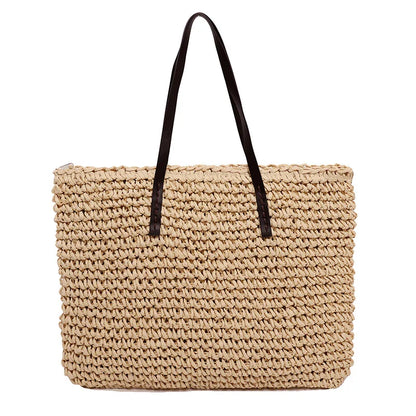 Lkblock Casual Summer Beach Bag For Women Large Capacity Straw Bags Designer Bag Handmade Big Purses Handbags Rattan Shoulder Bags