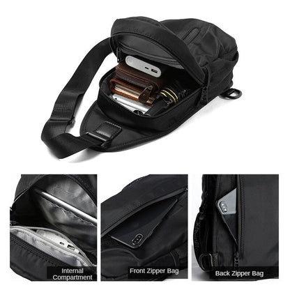 eybag Chest Bag Pouch for Man Fabric Casual Commute Simple 9.7'' IPad Sling Bag Multi-Functional Zipper Anti Theft Bags