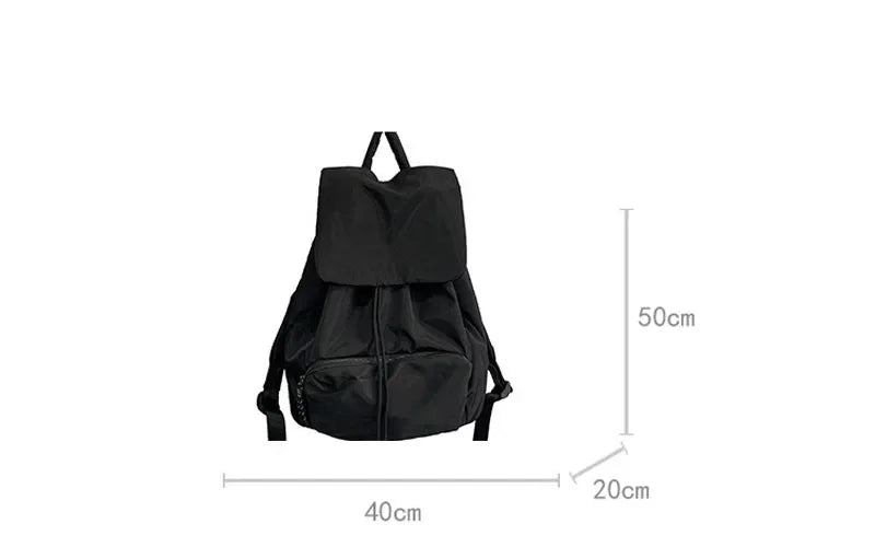 eybag Women's Large Capacity Backpacks Japanese Harajuku Literature Art Girl Drawstring Oxford Retro Black backpack Student Book Bag