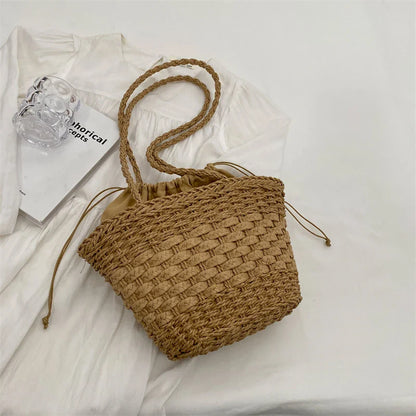 eybag Summer straw bag for women Large Capacity Woven Handmade Handbag Lady Tote Vacation Beach Bag Rattan Shoulder Bag Bucket bag